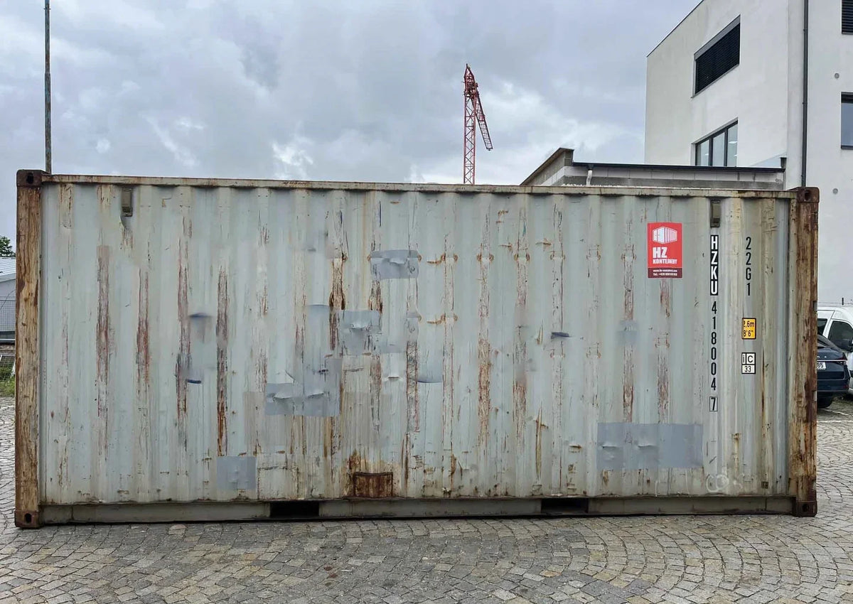 Seecontainer 20 Fuß, hellgrau, gebraucht